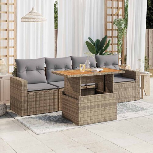 vidaXL 5-dijelni vrtni set sofa s jastucima bež od poliratana Cijene