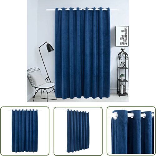  The Living Store Zatemnitvena zavesa z obročki žametna temno modra 290x245 cm - Zavesa, (21744073) Slike