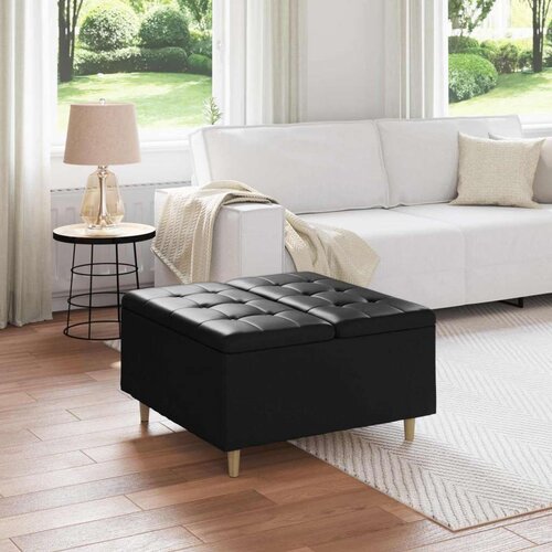  Stolica s dugmadi s jastukom Crna 80 x 80 x 45 cm Umjetna koža Cene
