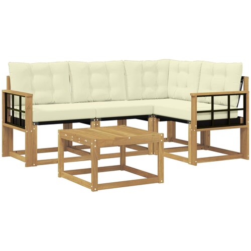 vidaXL Zunanja garnitura za sedenje z blazino 5 pcs Bela in krem, (5000280581) Cene