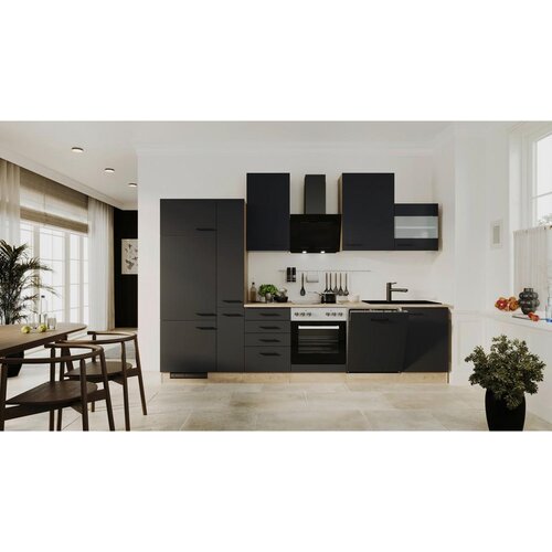 Flex-Well Kuhinjski Blok Z Aparati Capri, Črna, Barva Hrasta Cene