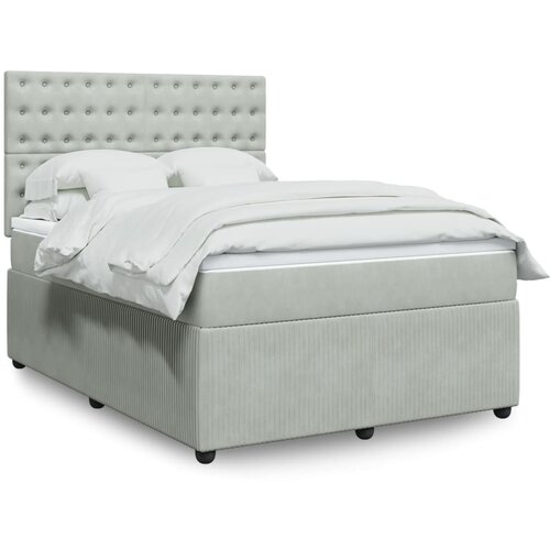 vidaXL Box spring postelja z vzmetnico svetlo siva 140x200 cm žamet Cene