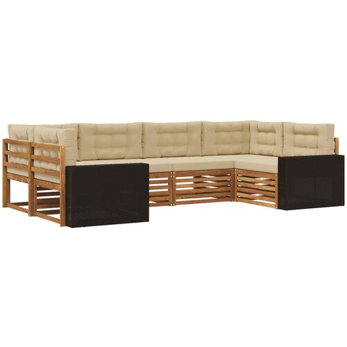  Set vanjskih sofa 6 kom. Prirodna i bež Čvrsto drvo akacije Slike