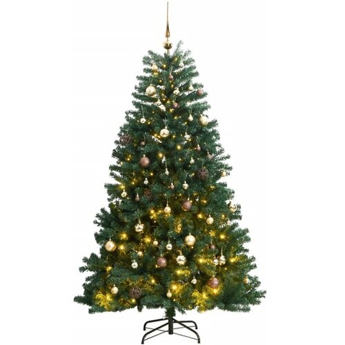 vidaXL Umjetno božićno drvce 300 LED sa šarkama i kuglicama 210 cm Cene