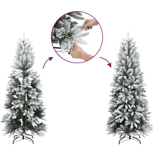 VidaXL Ozka umetna novoletna jelka s snegom 210 cm PVC in PE Slike