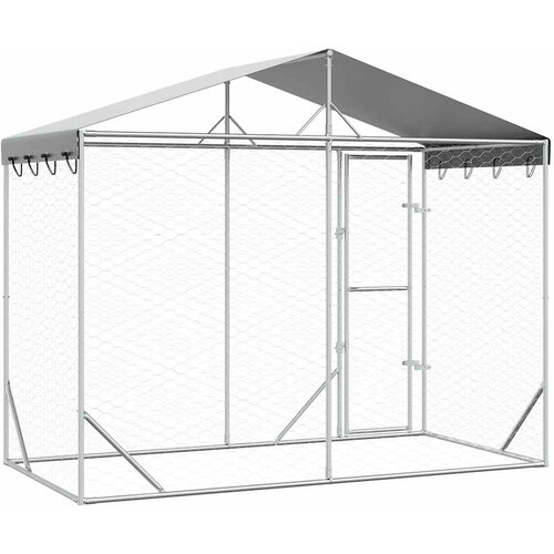  kavez za pse s krovom srebrni 3 x 1,5 x 2,5 m čelični Slike
