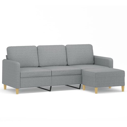 vidaXL Kavč trosed s stolčkom za noge svetlo siv 180 cm blago, (20926006) Cene