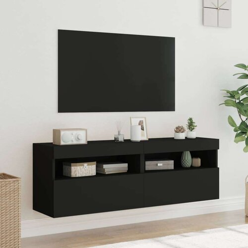 vidaXL Zidni TV ormarići s LED svjetlima 2 kom crni 60x30x40 cm Cijene