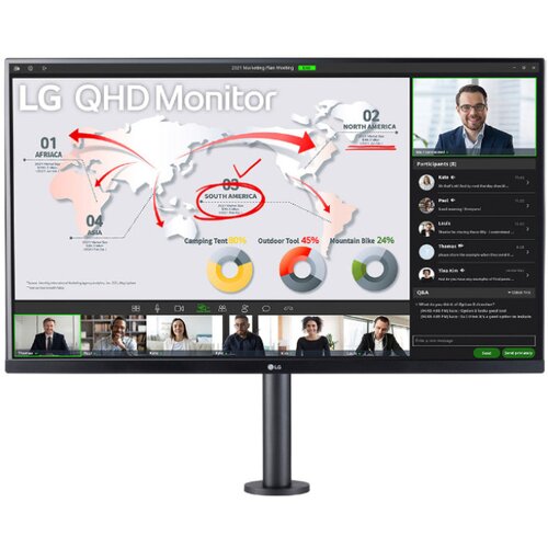 LG 32QP880N-B.AEU 2560x1440 75Hz IPS 5ms HDMI 2xHDMI DisplayPort USB-C 96W 2xUSB3.2 Pivot Zvočniki sRGB99% FreeSync KVM HDR10 črna monitor, (20529203) Cene