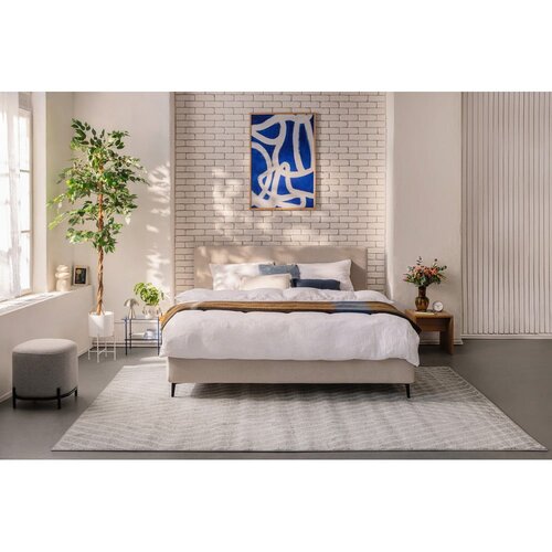 Bonami Selection Bež tapecirani bračni krevet s madracem/letvičastom podnicom 180x200 cm Noira Slim - Slike