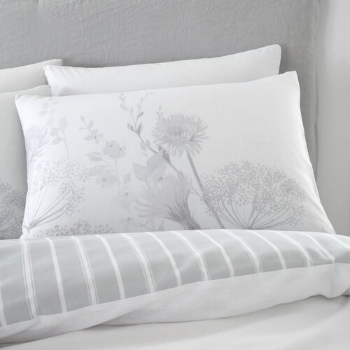 Catherine Lansfield Bijela/siva posteljina za bračni krevet/za produženi krevet 230x220 cm Meadowsweet Floral &amp;ndash; Slike