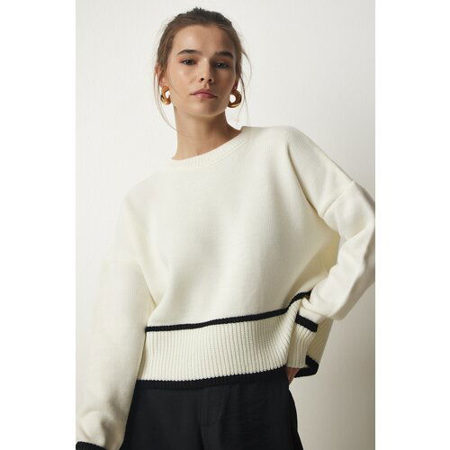 Happiness İstanbul Women's Ecru Ribbon Detailed Knitwear Sweater Slike