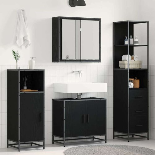 vidaXL set namještaja za kupaonicu 3 pcs crni hrast 65 x 33 x 60 cm Cene