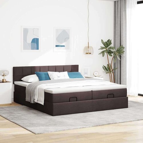 VidaXL okvir kreveta s madracima tamnosmeđi 180x200cm tkanine Slike