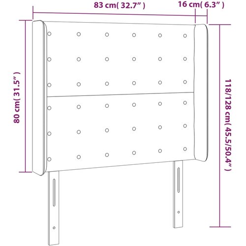  Uzglavlje s u&amp;scaron;ima crno 83x16x118/128 cm od tkanine Slike