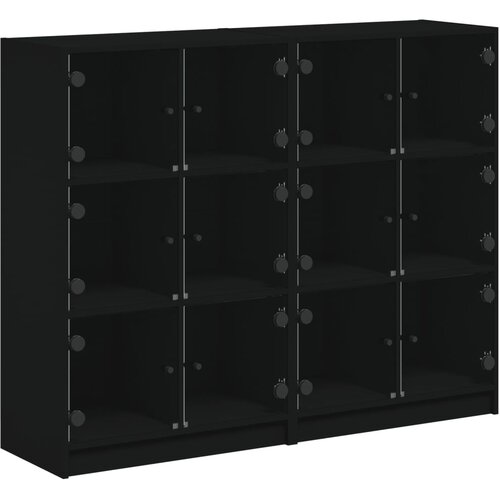 Maison Chic Knjižna omara - Knjižni regal z vrati črna 136x37x109 cm inženirski les, (21725049) Slike
