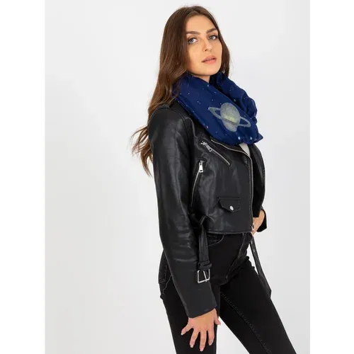 Fashion Hunters Dark blue scarf with prints