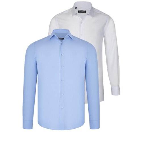 Dewberry DUAL SET G726 MENS SHIRT-WHITE-BLUE Cene
