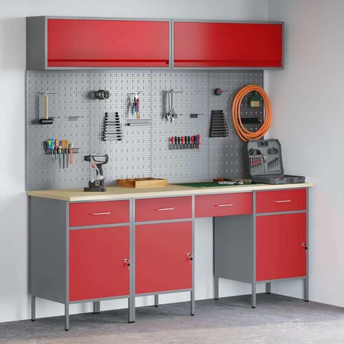 Set radnih ormarića s ladicama s pohranom 10 kom. Crvena Cijene