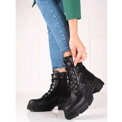 SHELOVET Lace-up ankle boots for women workery black
