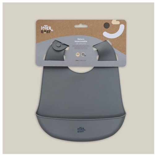 Interbaby Silikonski podbradak za bebe - Petrol Grey Slike