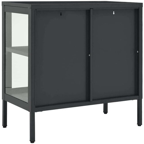 VidaXL Stranska omarica antracitna 70x35x70 cm jeklo in steklo Slike