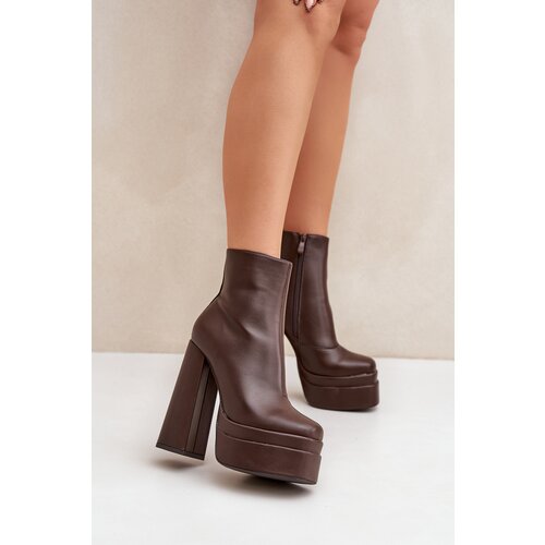FS1 Boots On Massive Platform And Heel Insulated Chocolate Selahra Slike