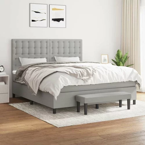  Box spring postelja z vzmetnico svetlo siva 160x200 cm žamet, (20893782)