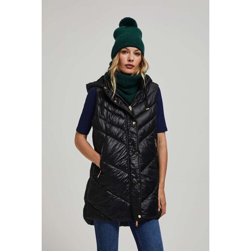 Marisse Quilted Vest With Hood And Zipper, Black Slike
