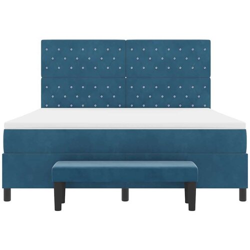 Box spring krevet Tamno plava 180 x 200 cm Bar&amp;scaron;un - Tamno plava 180 x 200 cm Kristal s dugmadima Slike