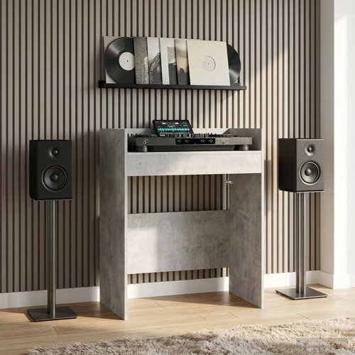 Dj stol Betonska siva 82 x 45 x 102 cm Konstruirano drvo Slike