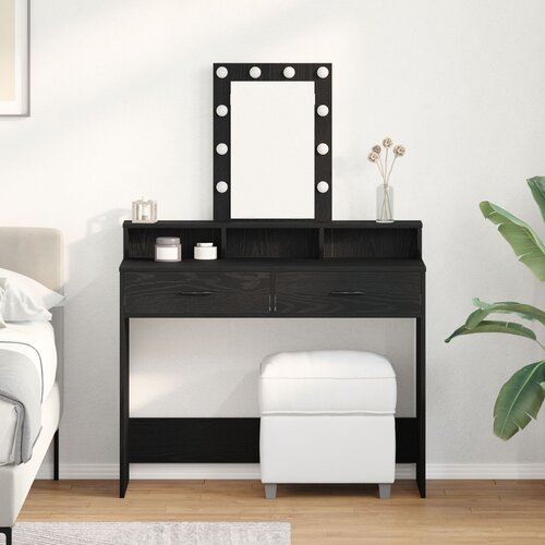 VidaXL Crni hrast Drvena konstrukcija 100 x 41 x 140 cm Ogledalo Slike