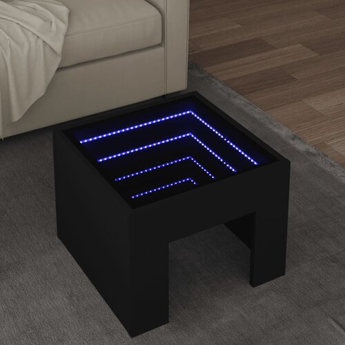 VidaXL Klubska mizica z neskončnimi LED črna 40x40x30 cm Slike