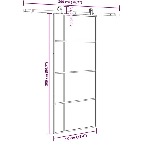  Klizna vrata s priborom crna 90 x 205 cm od ESG stakla Slike
