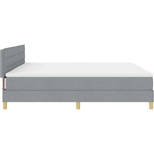  LED Box Spring Krevet Svijetlo siva 200 x 200 cm tkanina Slike