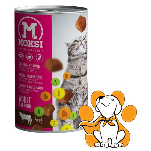 Moksi adult cat beef 415g, konzerva za odrasle mačke sa govedinom Cene