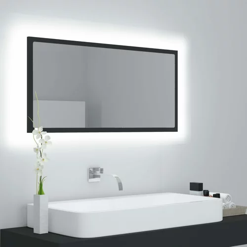 vidaXL LED kopalniško ogledalo sivo 90x8,5x37 cm akril, (20777581)