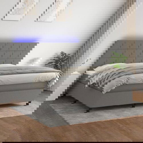 The Living Store Box spring postelja z vzmetnico LED temno siva 160x200 cm blago - Box Spring Postelja, (21520307) Cene