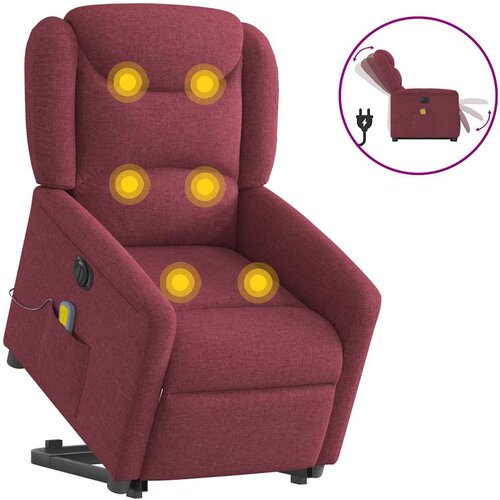 vidaXL Električni masažni naslonjač na podizanje od tkanine boja vina Cijene