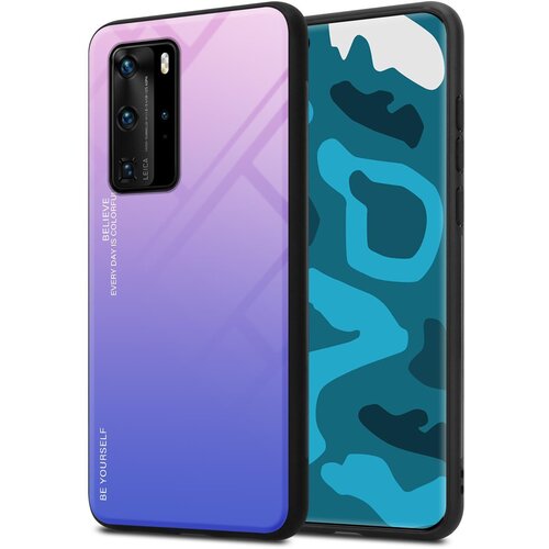 Cadorabo Ohi&scaron;je, združljiv s Huawei v roza - modri - dvobarvni za&scaron;čitni pokrov iz silikona TPU in hrbta iz kaljenega stekla, (20572988) Cene