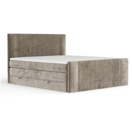 Maison de Rêve Svjetlo smeđi boxspring krevet s prostorom za odlaganje 200x200 cm Bergamo – Cijene