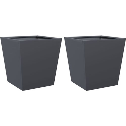 Maison Chic Vrtno korito - Greda - Cvetlični Lonec 2 kosa antracit 40x40x40 cm jeklo, (21789514) Slike