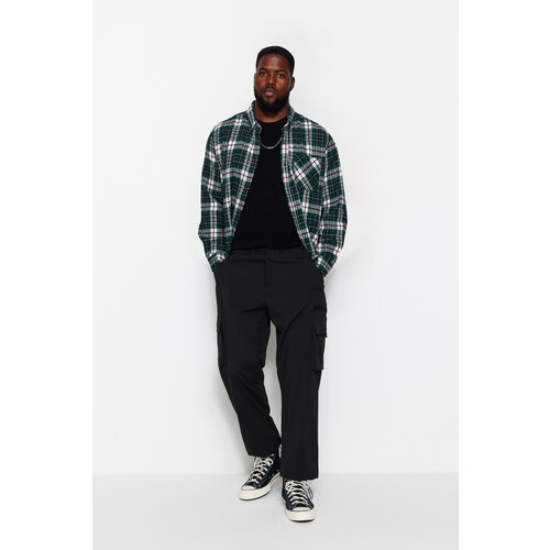 Trendyol Black Men&amp;#039;s Jogger Technical Parachute Fabric Pocket Zippered Elastic Waist Casual Plus Size Trousers Slike