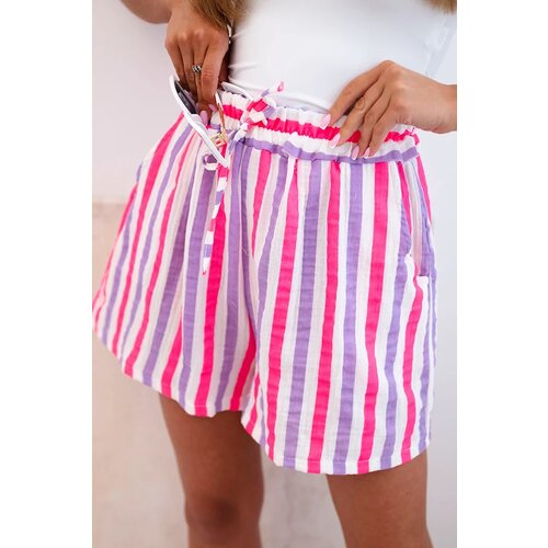Kesi Włoski Women's Striped Cotton Shorts violet Cijene