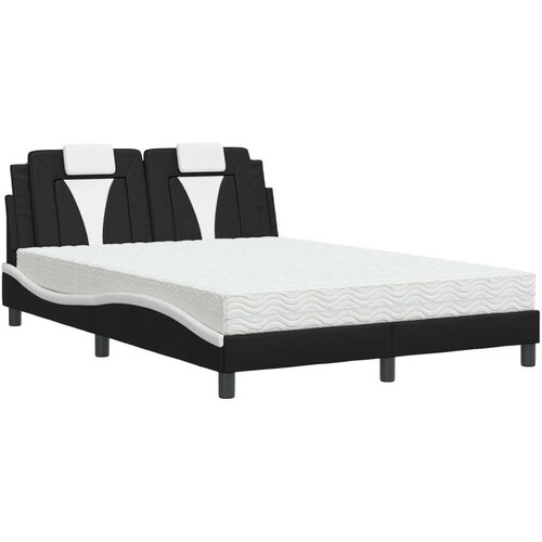 Krevet s madracem crno-bijeli 120 x 200 cm od umjetne kože Slike