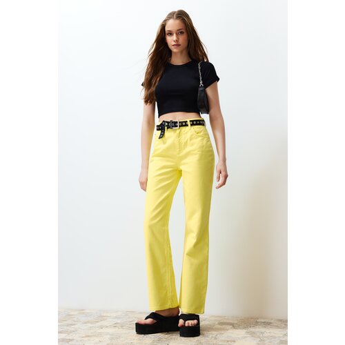 Trendyol Yellow High Waist Wide Leg Jeans Cene