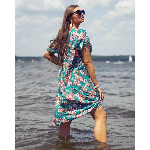 Resti Green women's dress with colorful floral pattern Cijene
