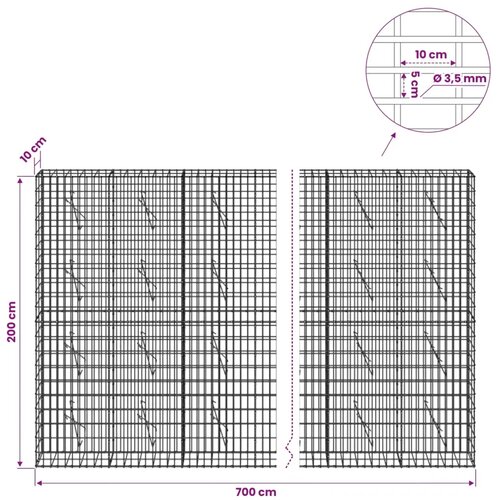  Gabion s žicom debljine 3 5 mm i mrežom 5x10 cm 700x10x200 cm - 10 cm 200 cm 700 cm Slike
