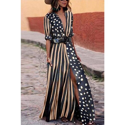 Fenzy Elegantna Maxi Haljina S Uzorkom Mori, Smeđa Cijene