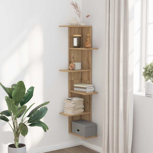  Kutna zidna polica boja artisian hrast 36,5x36,5x140 cm drvena Cene